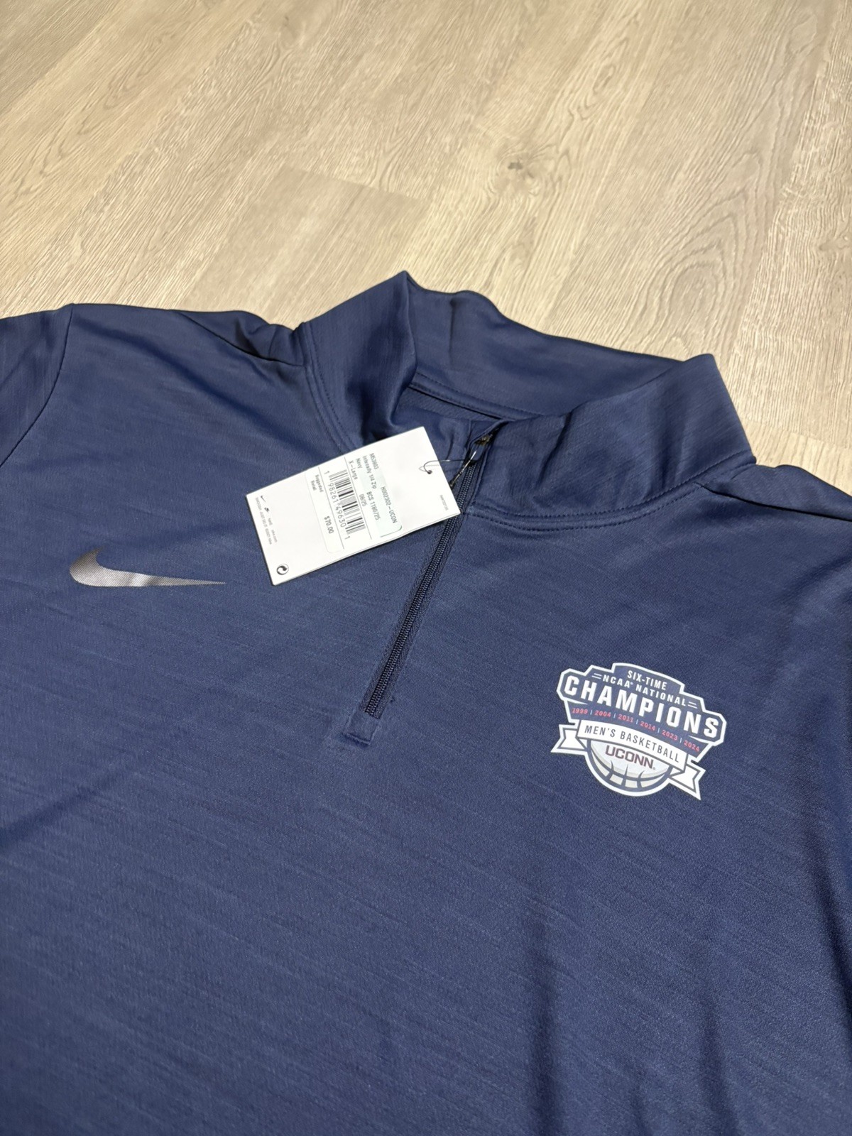Nike UConn Huskies pullover quarter zip Mens navy blue size XL brand new
