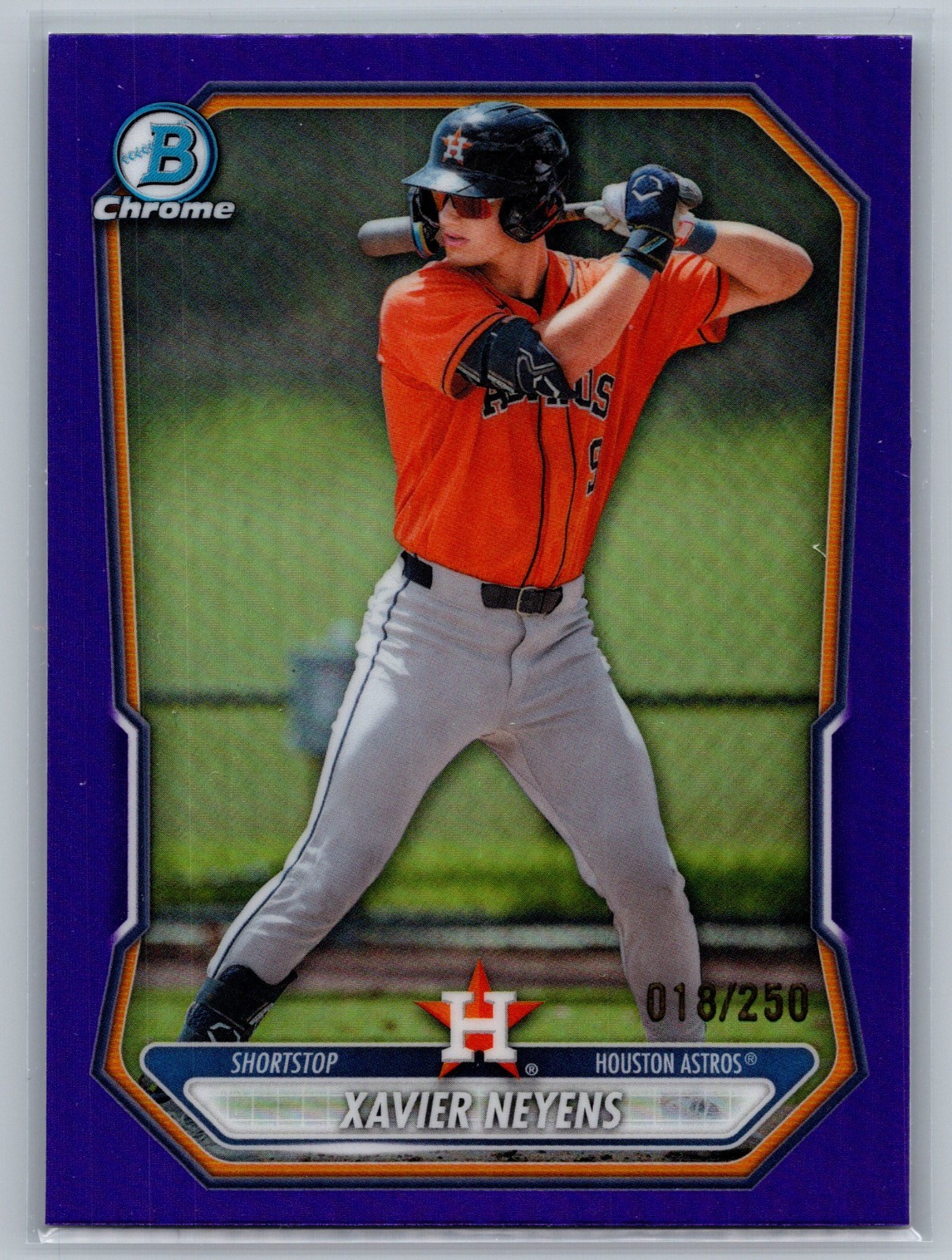 2025 Bowman Draft – Chrome Xavier Neyens #BDC-2 Purple Refractor /250 Astros
