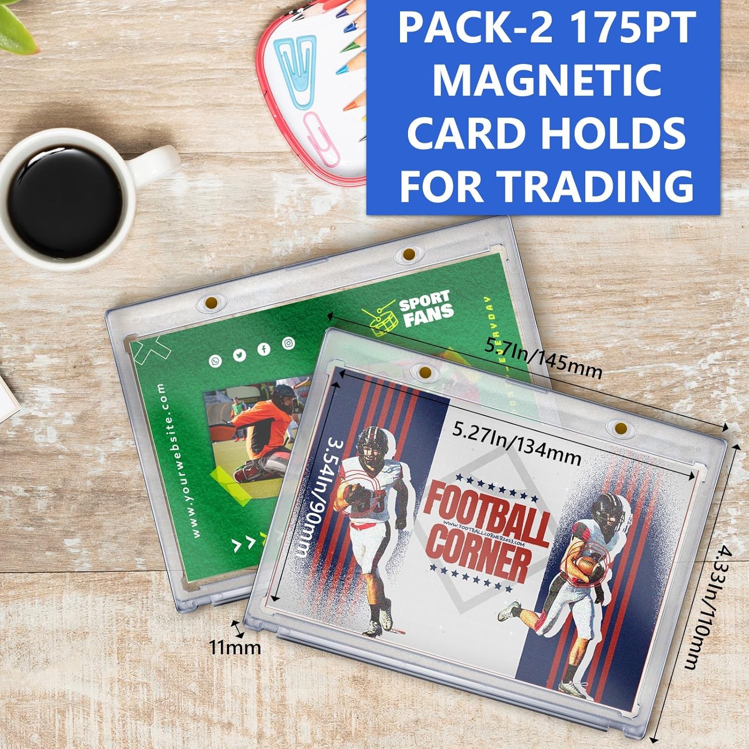 Magnetic Card Holder Horizontal Booklet 175PT Magnet Case Trading Card Protector