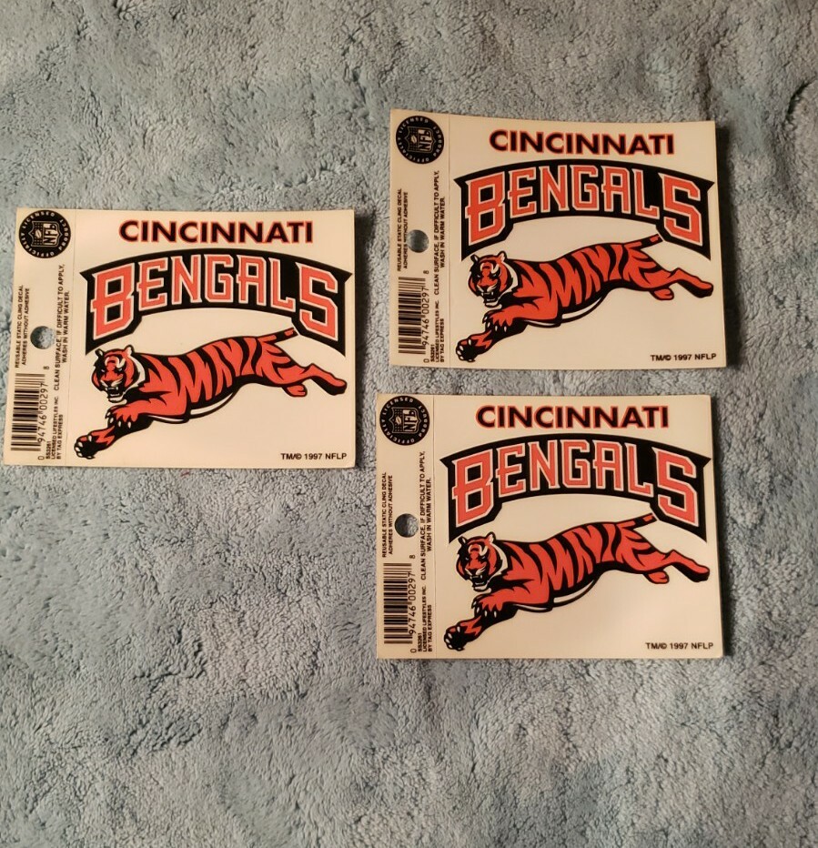 Cincinnati Bengals Static Cling Sticker NEW Window/Car NFL 3×4 Inches lot of 3