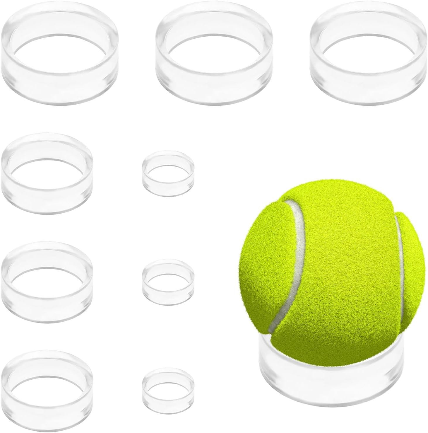 9-Pack Clear Acrylic Ball Display Stands Ring Holders 3 Sizes for Baseballs Soft