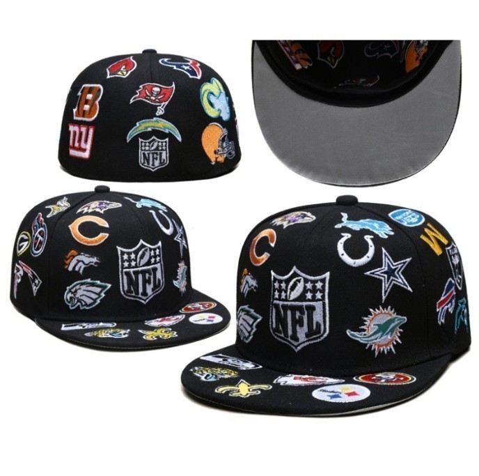 BOXED Men’s NFL Multi-Teams Patch Allover Logos Cap 59FIFTY Fitted Hat Era Sewn
