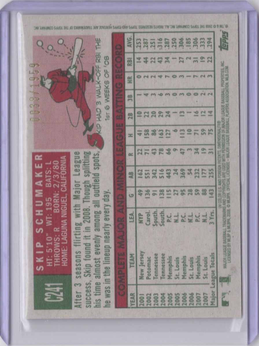 2008 Topps Heritage Chrome Skip Schumaker /1959 St. Louis Cardinals #C241