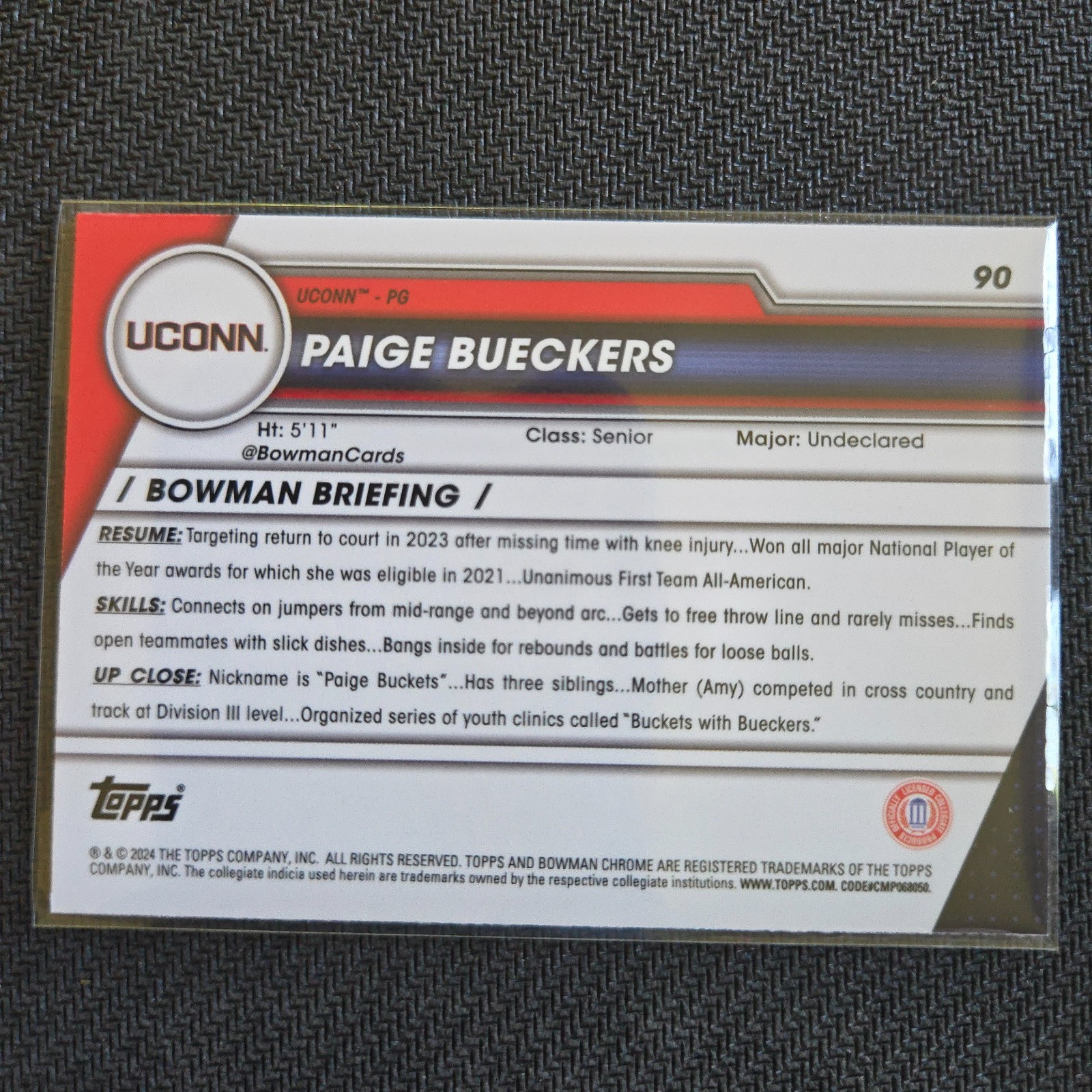 2023-24 Bowman University Chrome – Rookie Paige Bueckers #90 (RC)