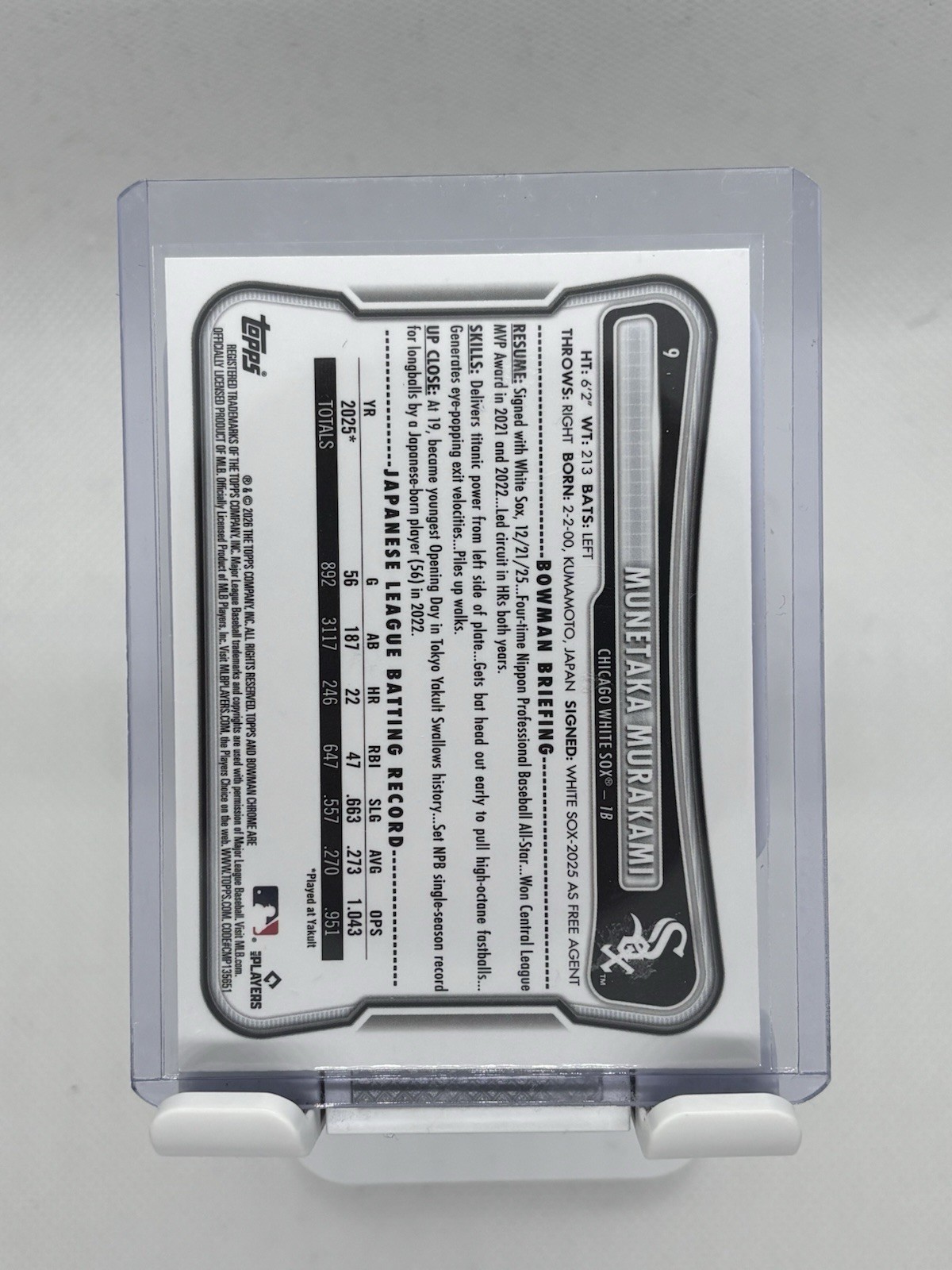 2026 Bowman Chrome Munetaka Murakami RC ROOKIE Mojo Refractor #9 CHI White Sox