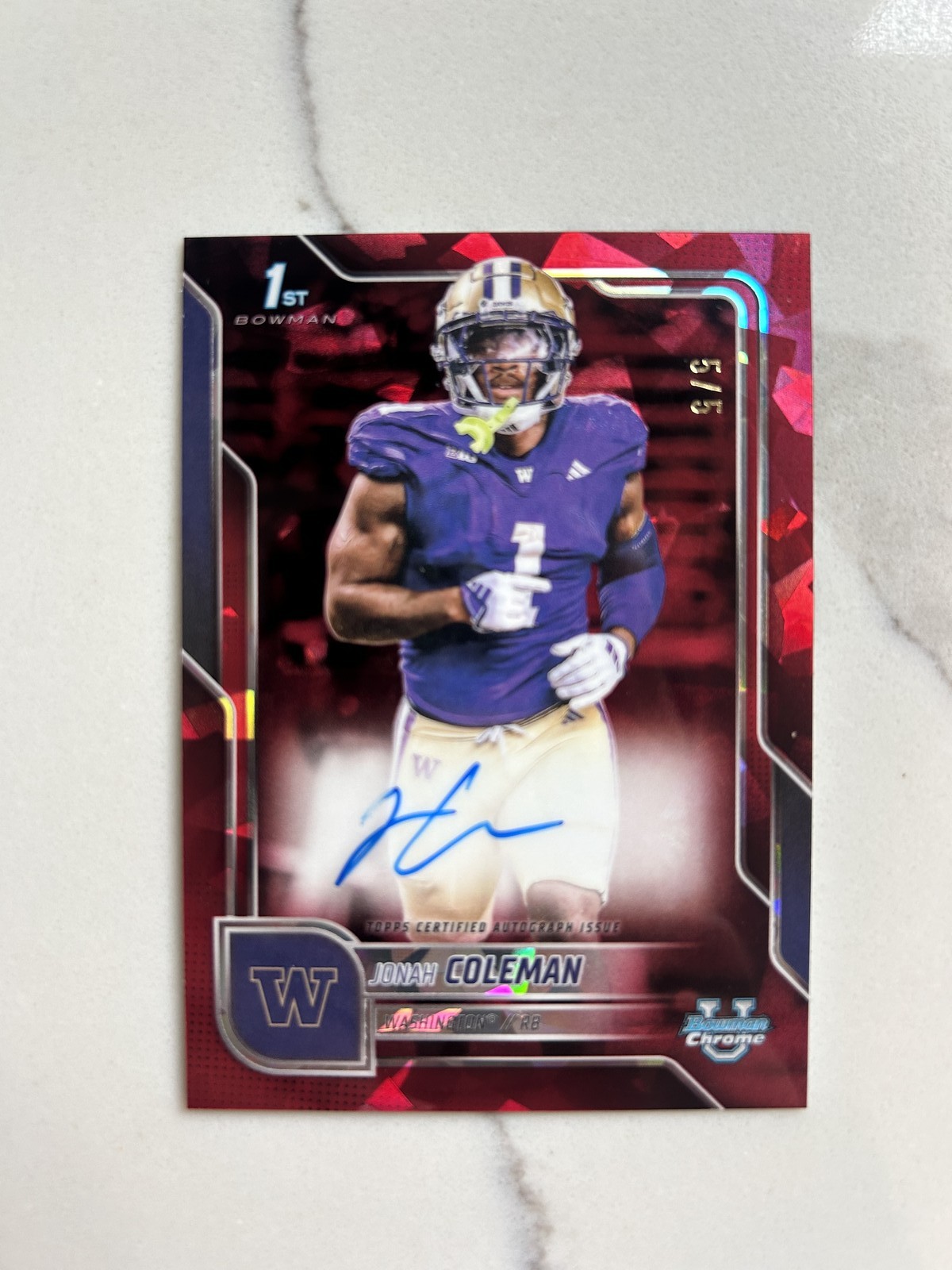 2025 Bowman University Chrome Sapphire JONAH COLEMAN Red Refractor /5 #BCA-JCO