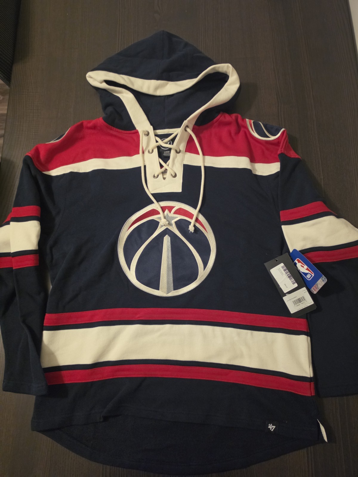 ’47 Brand NBA Washington Wizards Superior Lacer Hoodie Navy Size Large Oversized