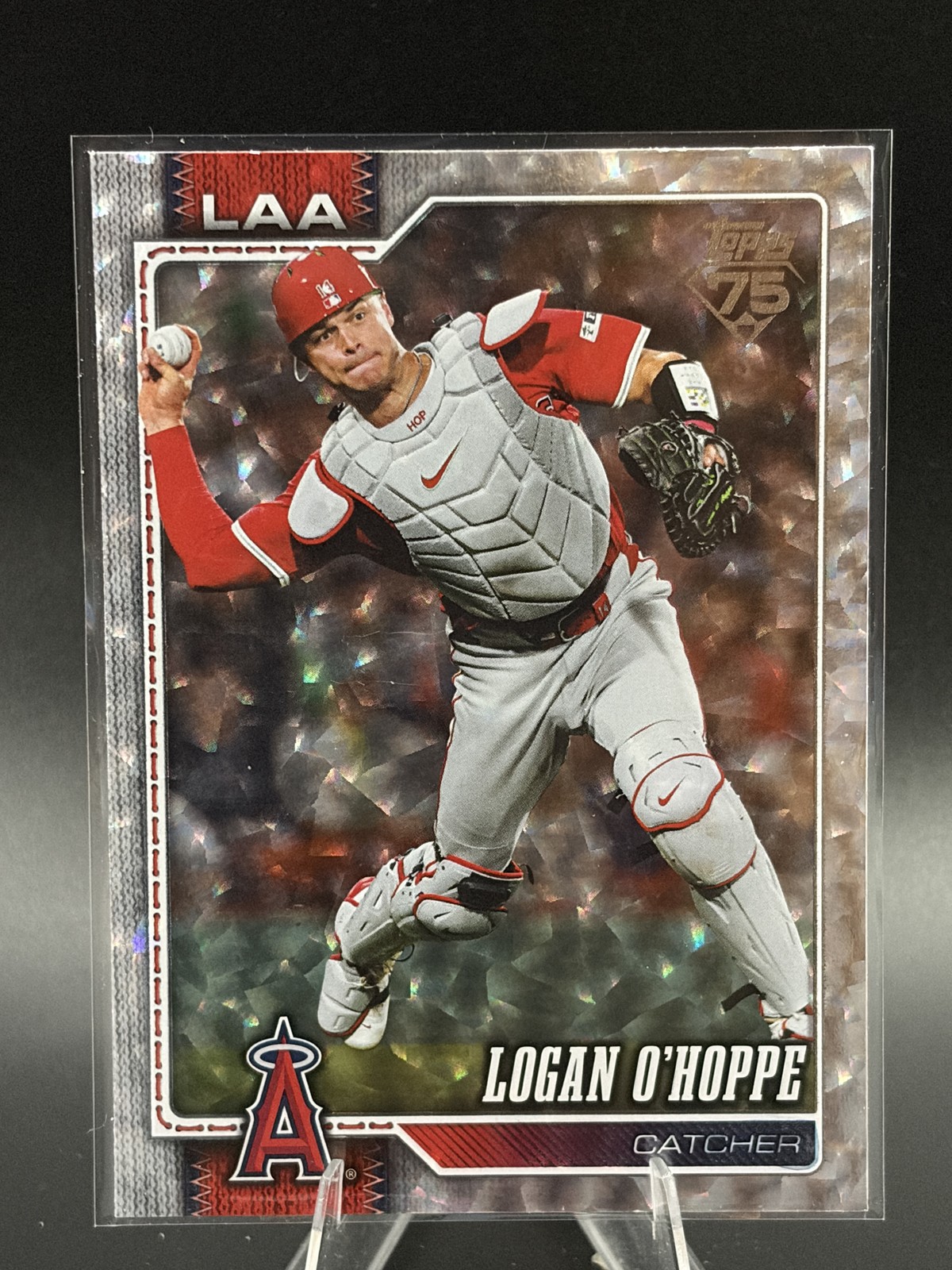 #483 Logan O’Hoppe 2026 Topps Silver Crackle Foil Los Angeles Angels