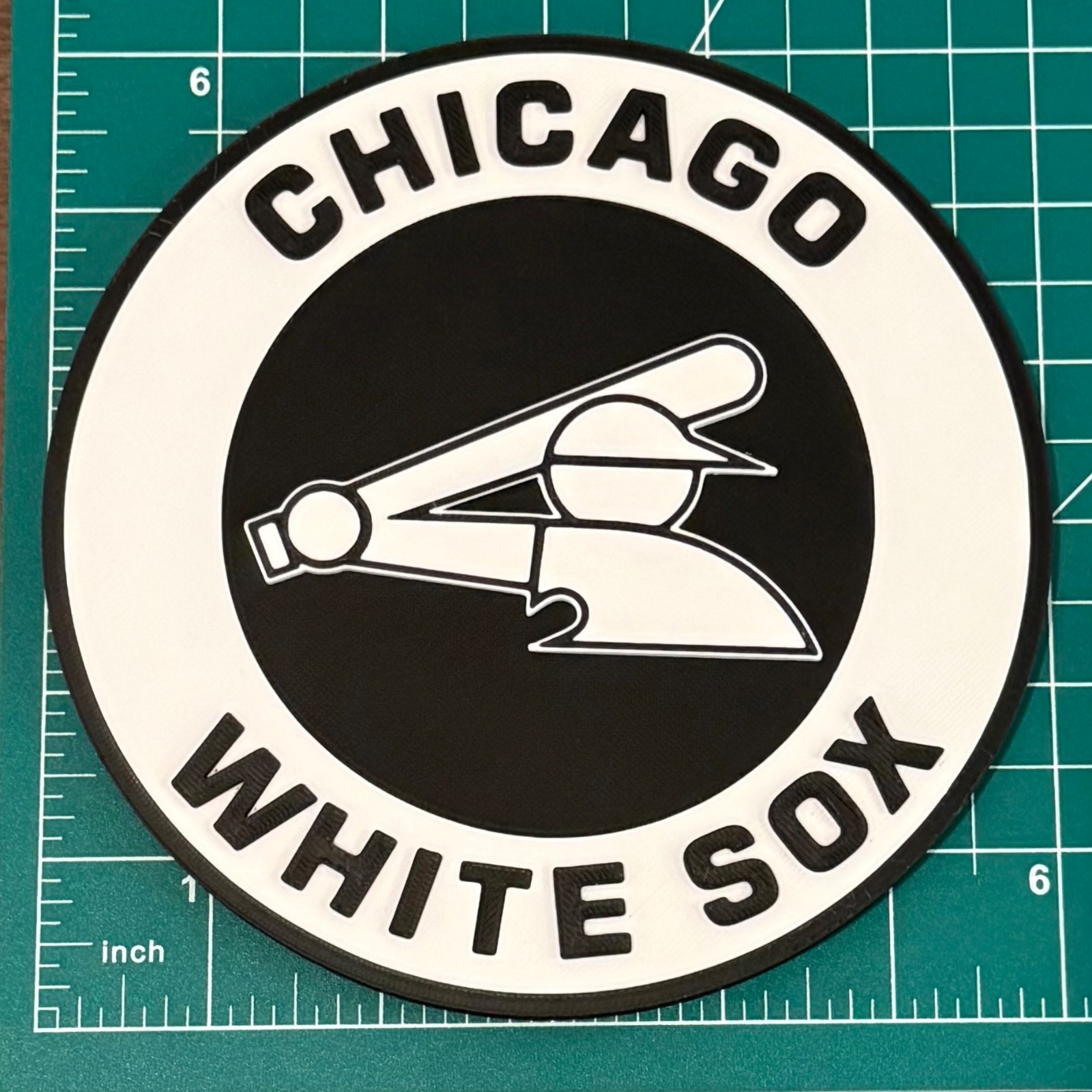 Chicago White Sox Retro 3D Printed Sign Emblem | Black White Hanging Wall Decor