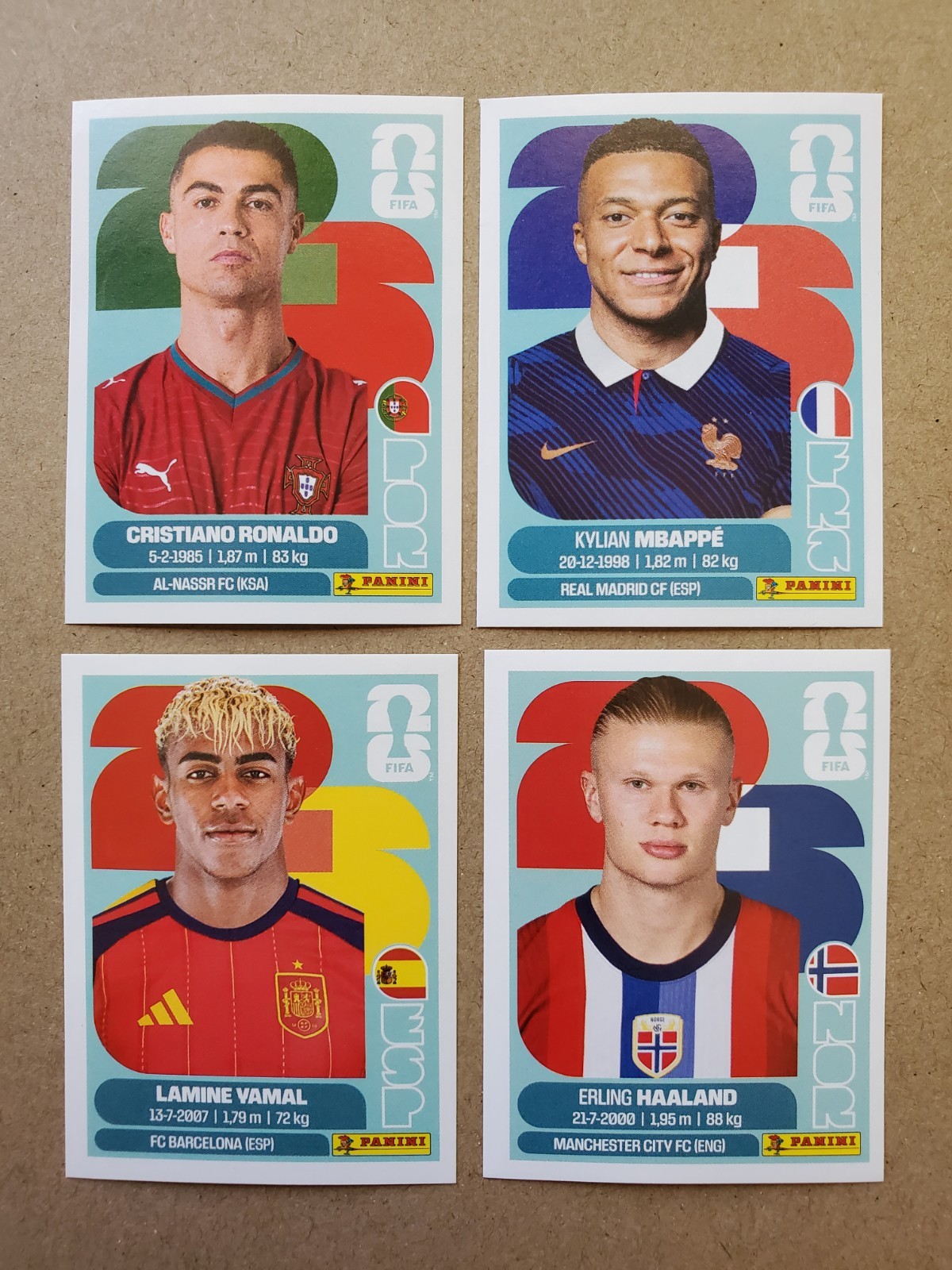 2026 Panini FIFA World Cup Sticker Lot Cristiano Ronaldo Mbappe Yamal Haaland 4X