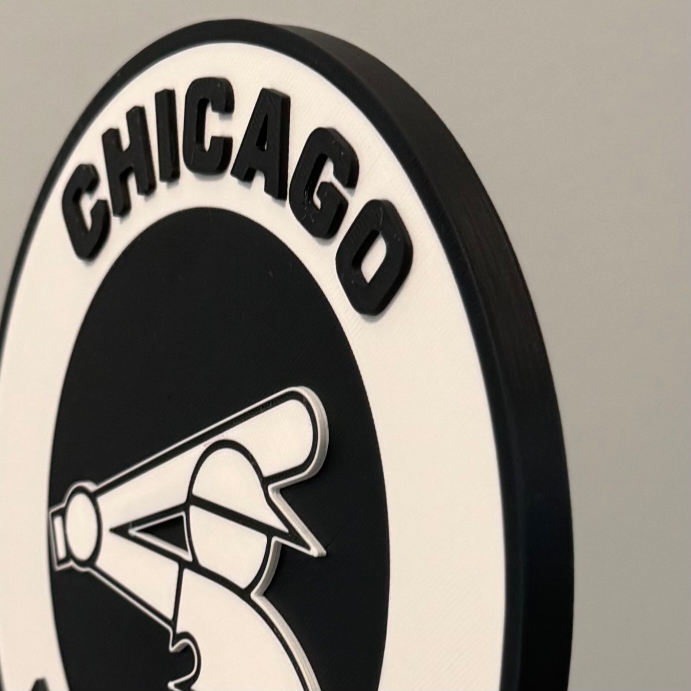 Chicago White Sox Retro 3D Printed Sign Emblem | Black White Hanging Wall Decor