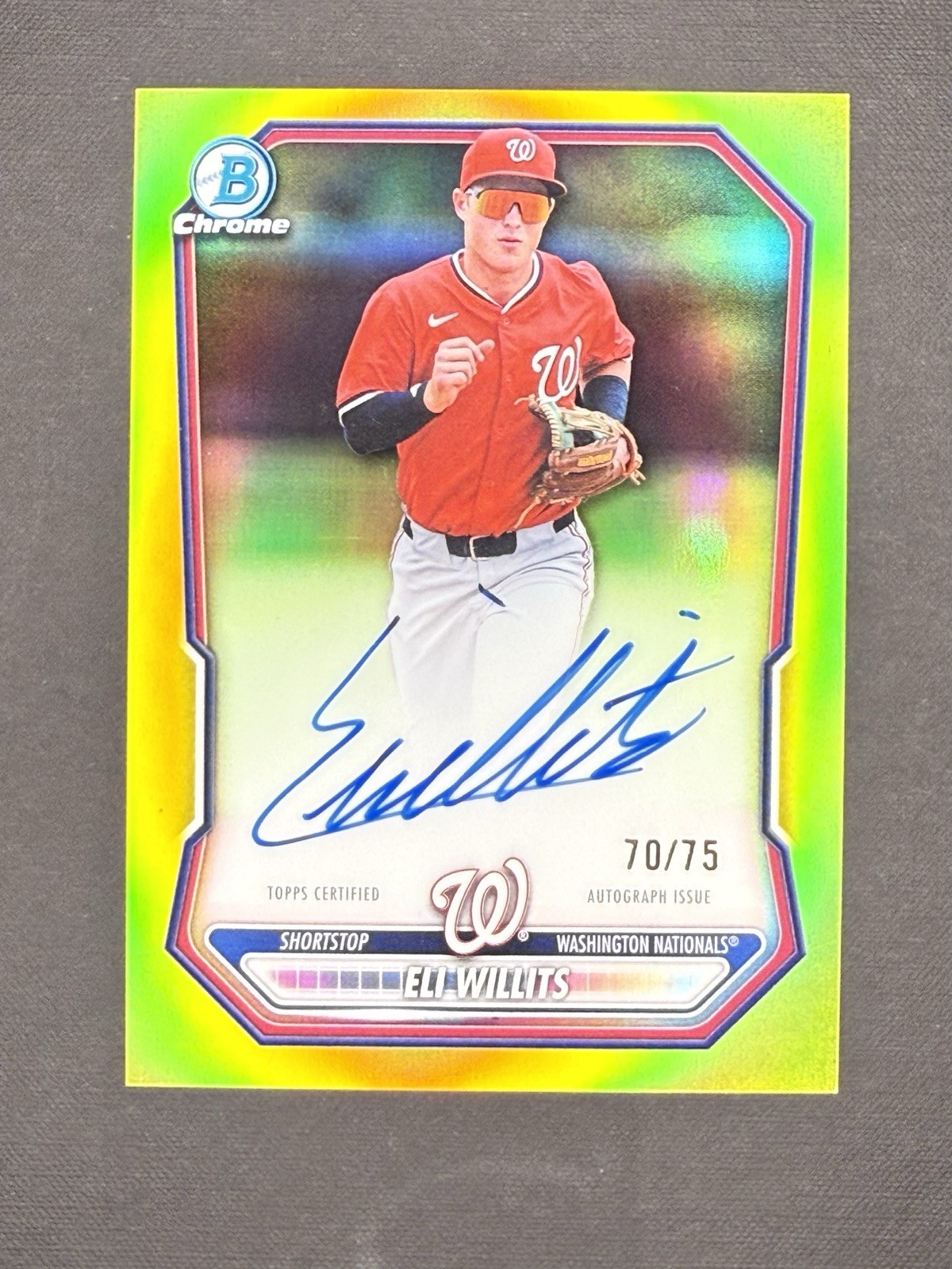 2026 Bowman Chrome Eli Willits True Yellow Refractor Auto /75