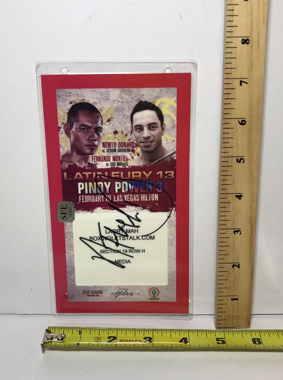 2010 Fernando Montiel Vs Ciso Morales/Nonito Donaire AUTO Credential PINOY/LATIN