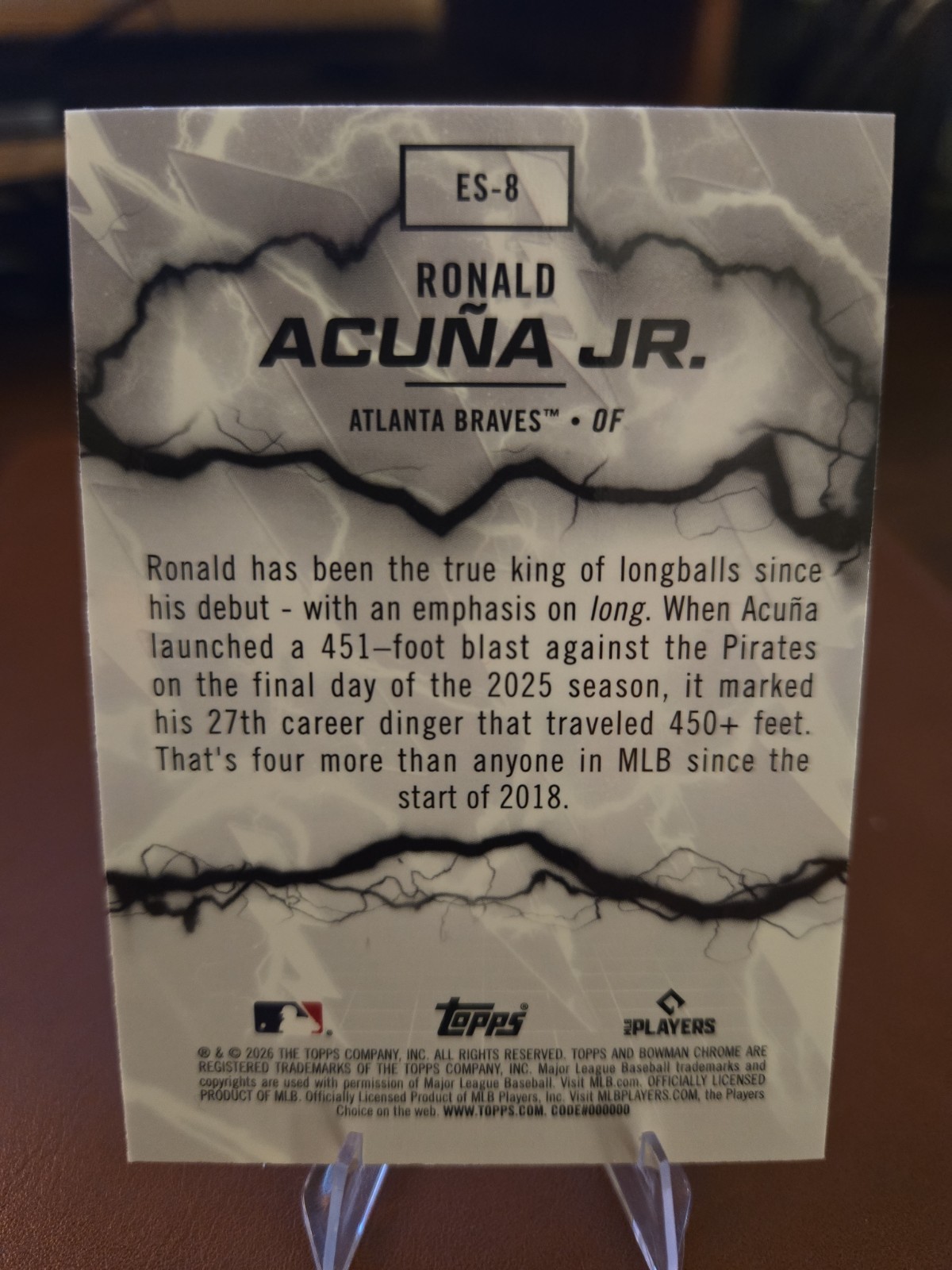 2026 Bowman Chrome – Ronald Acuna Jr. #ES-8 Electric Sluggers Insert – Braves