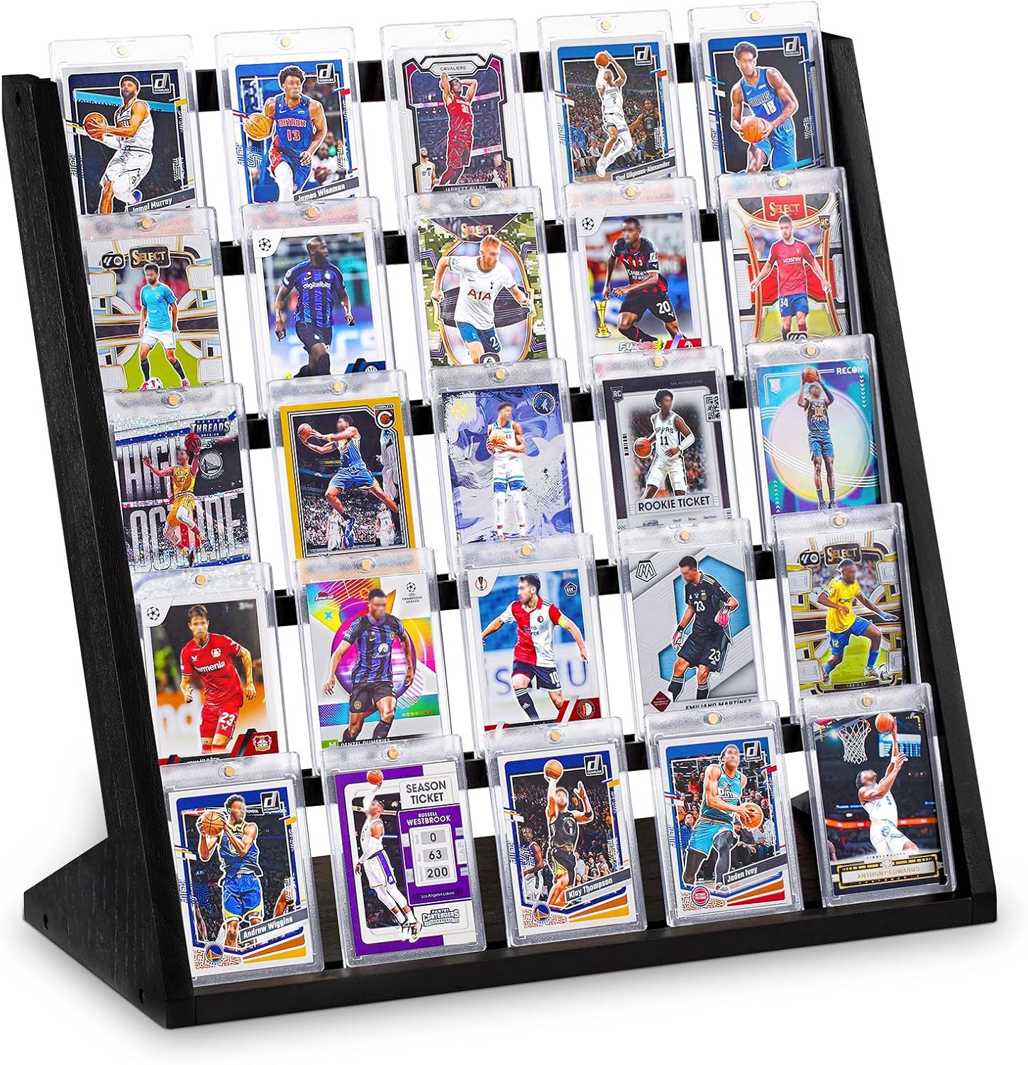Trading Card Display Stand, 5 Tier Sports Graded Card Display, Wooden Trading Ca