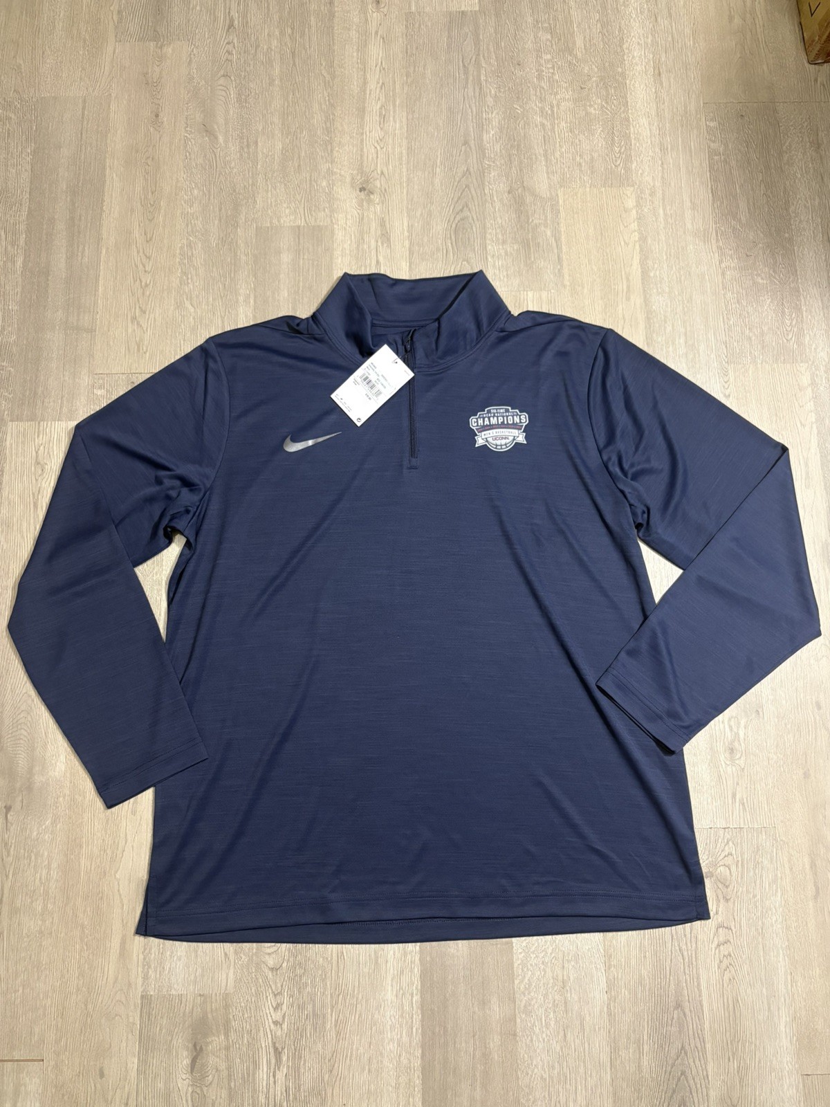 Nike UConn Huskies pullover quarter zip Mens navy blue size XL brand new
