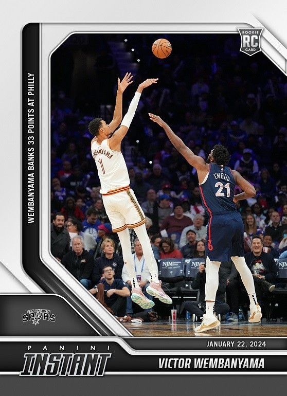 2023-24 PANINI INSTANT #267 VICTOR WEMBANYAMA RC BANKS 33 POINTS AT PHILLY