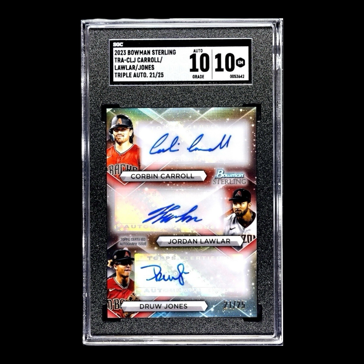 2023 Bowman Sterling CORBIN CARROLL LAWLER / JONES Triple Auto Refractor /25