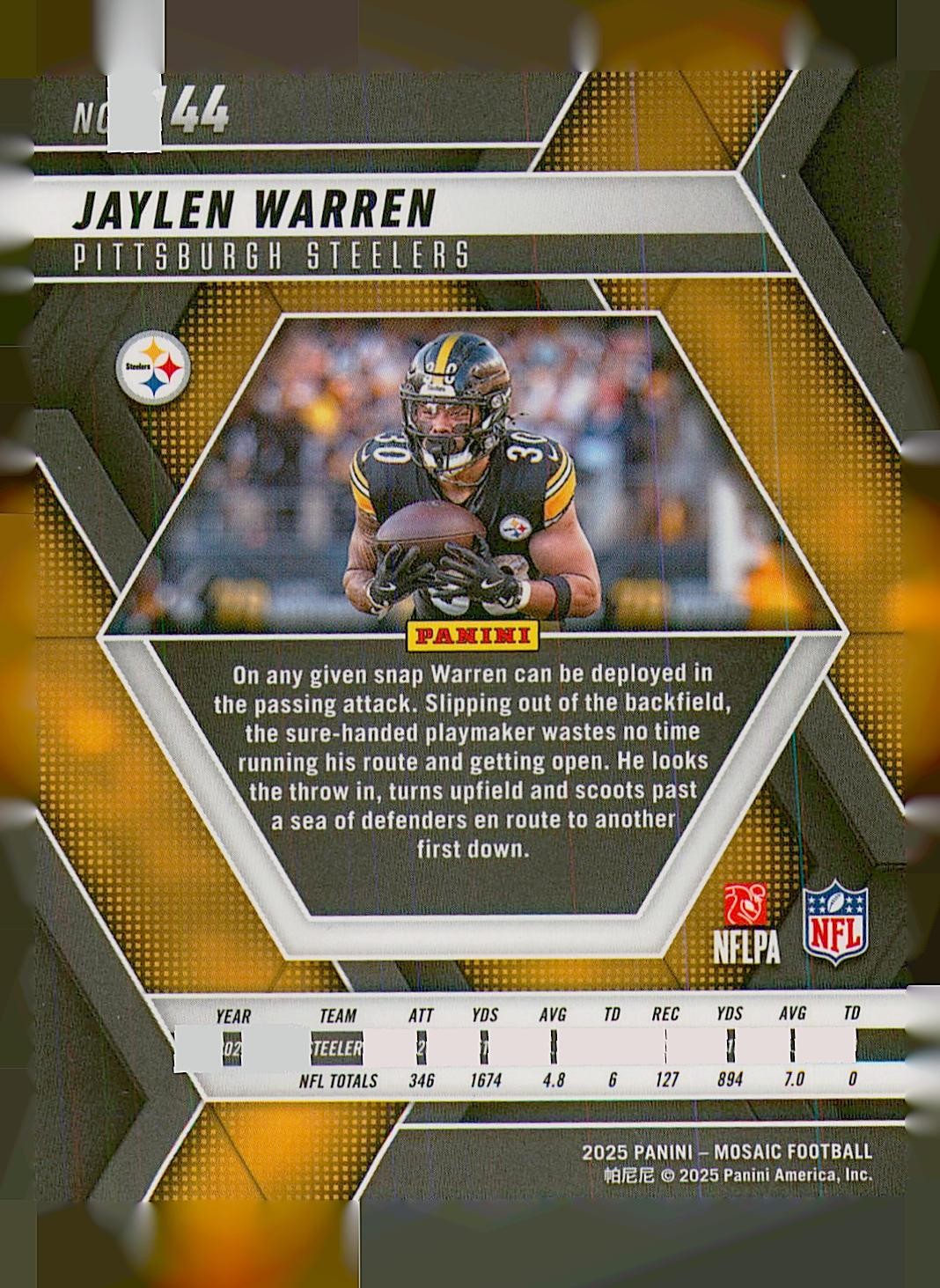 2025 Panini Mosaic #144 Jaylen Warren
