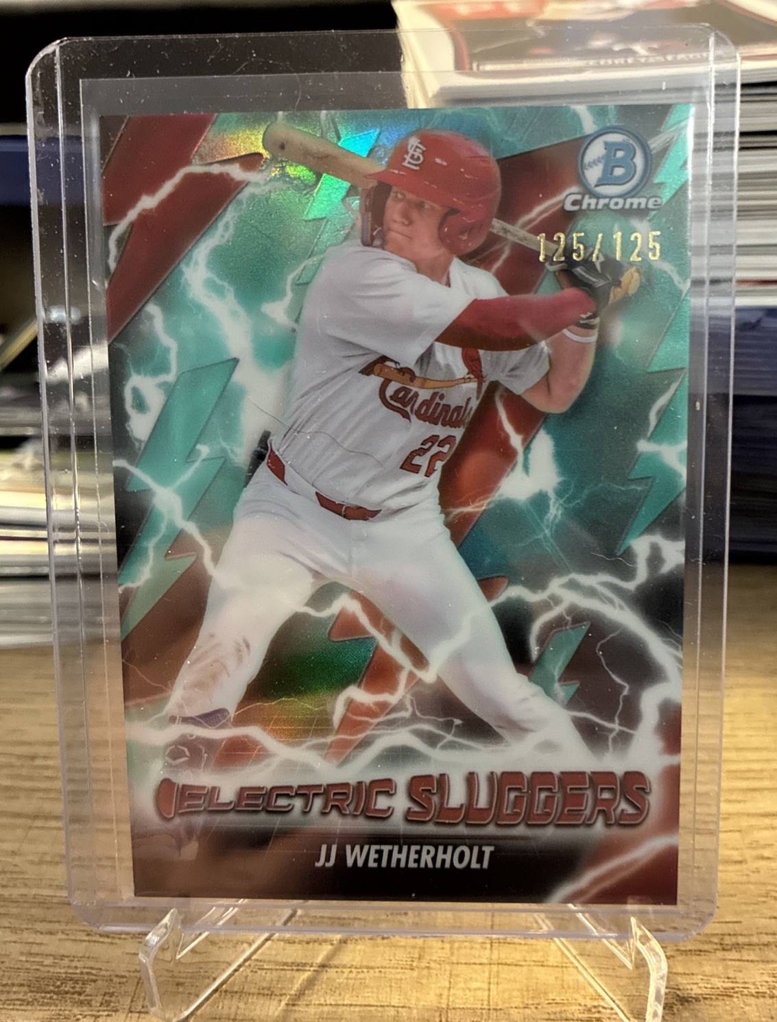 JJ Wetherholt 125/125 – 2026 Bowman Chrome Electric Sluggers Aqua Refractor RC