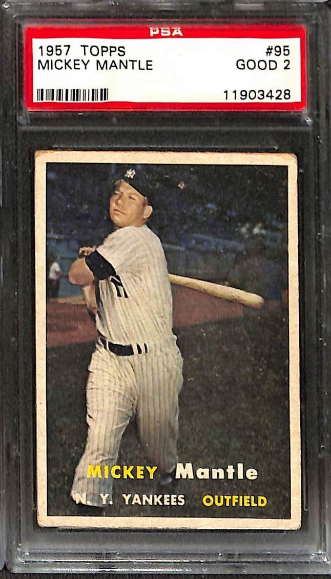 1957 Topps #95 Mickey Mantle Yankees PSA 2 Good 11903428