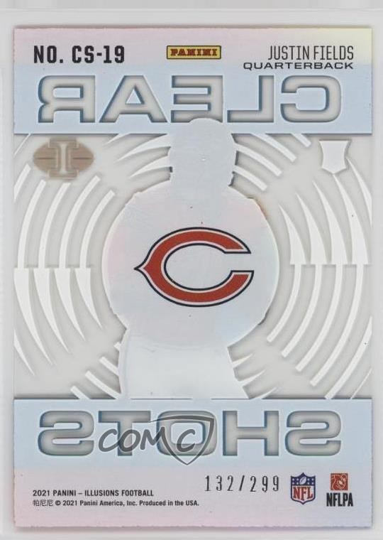 2021 Panini Illusions Clear Shots Light Blue 132/299 Justin Fields Rookie RC us8