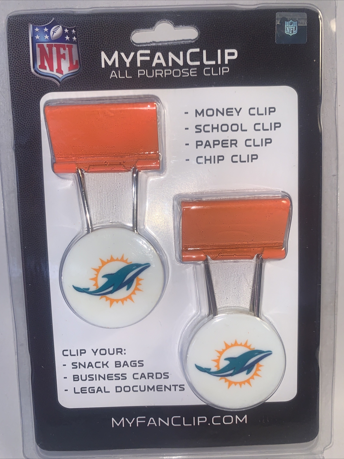 MIAMI DOLPHINS NFL LICENSED MYFANCLIP All Purpose Money Chip Paper Clip New Rare