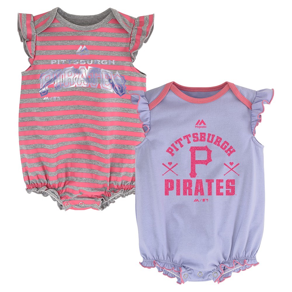 Pittsburgh Pirates MLB Majestic Newborn “Team Sparkle” 2 Pack Frill Creeper Set