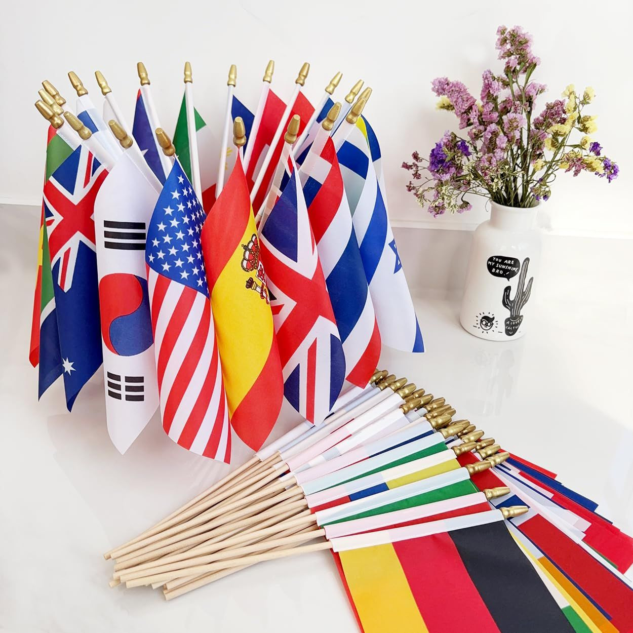 LoveVC 100 Countries International World Flags on Wooden 100