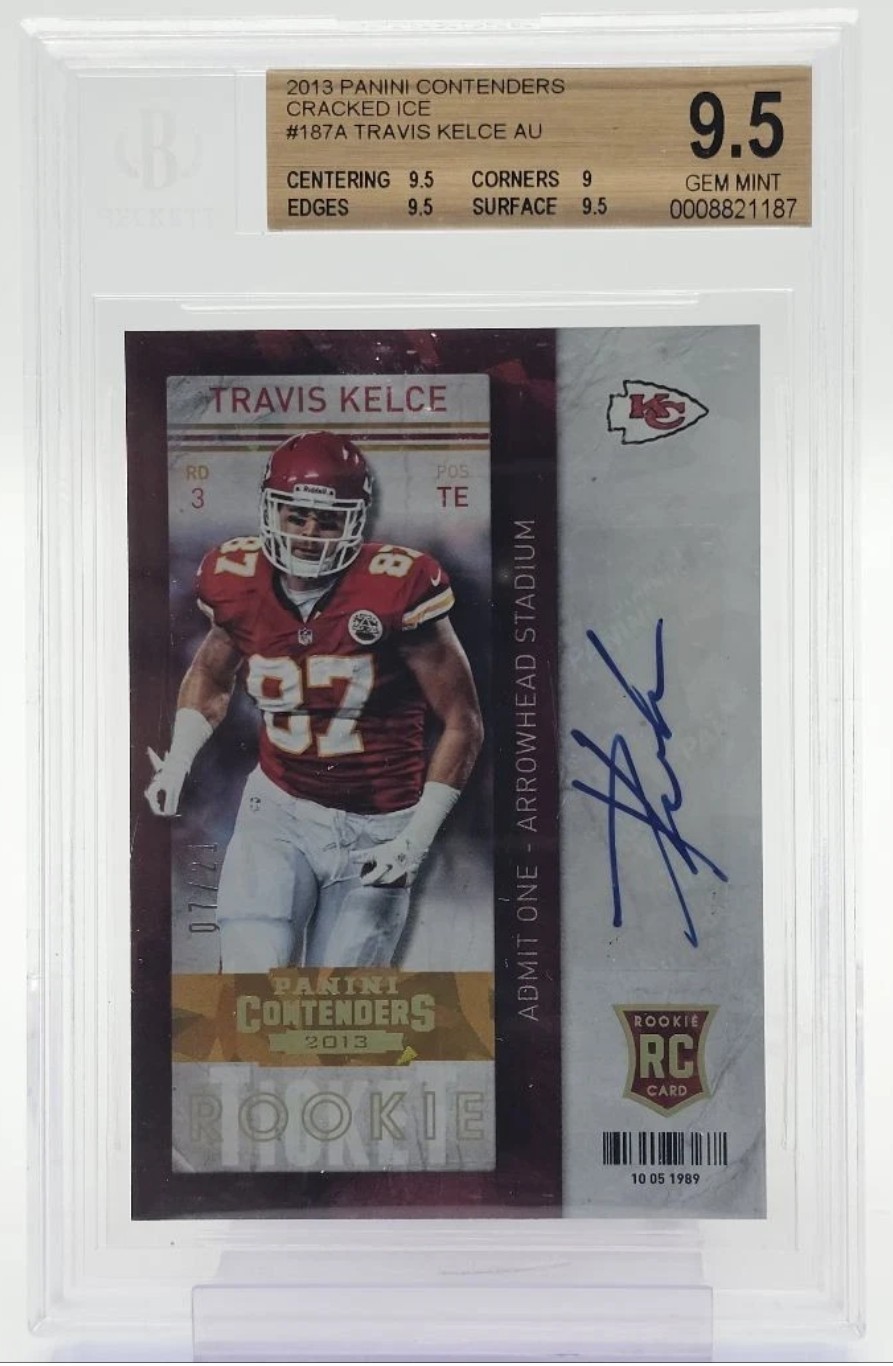2013 Panini Contenders Travis Kelce Cracked Ice Auto /21 BGS 9.5 Gem Mint RC