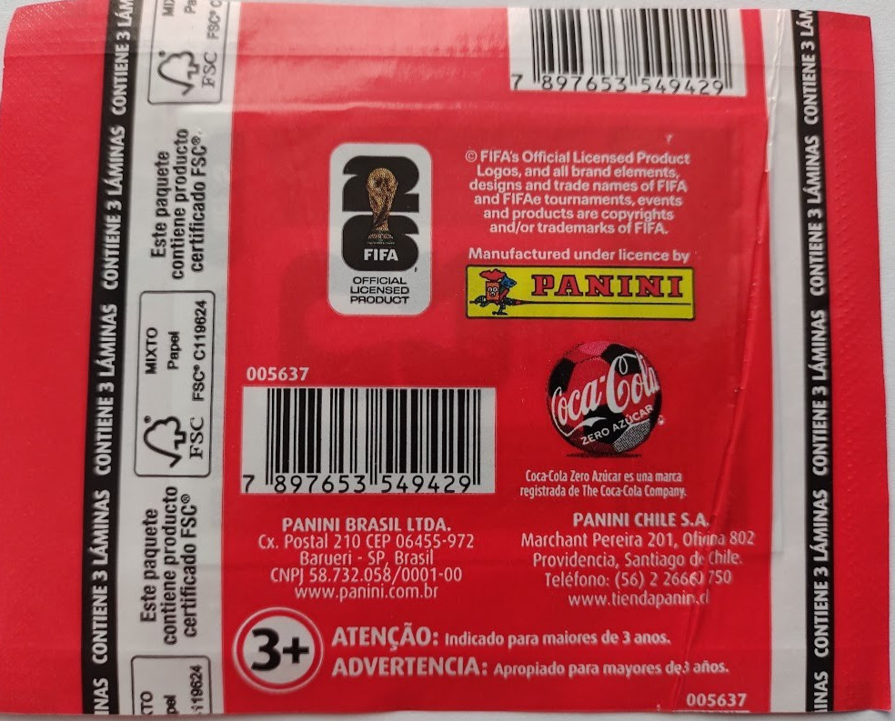 Chile Version 2026 Panini Fifa World Cup Coca Cola Pack