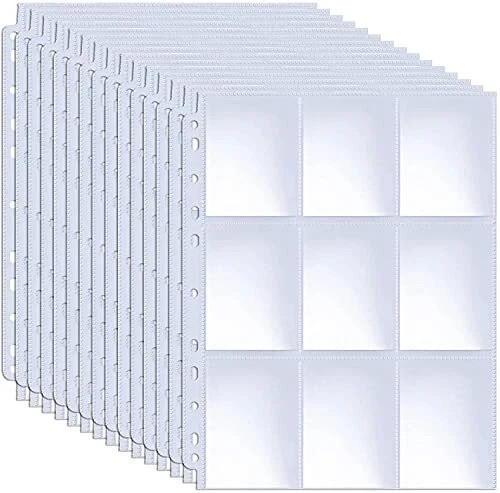 900 Baseball Card Sleeves Trading Photocard Binder Protectors 9 Pocket 50 Sheets