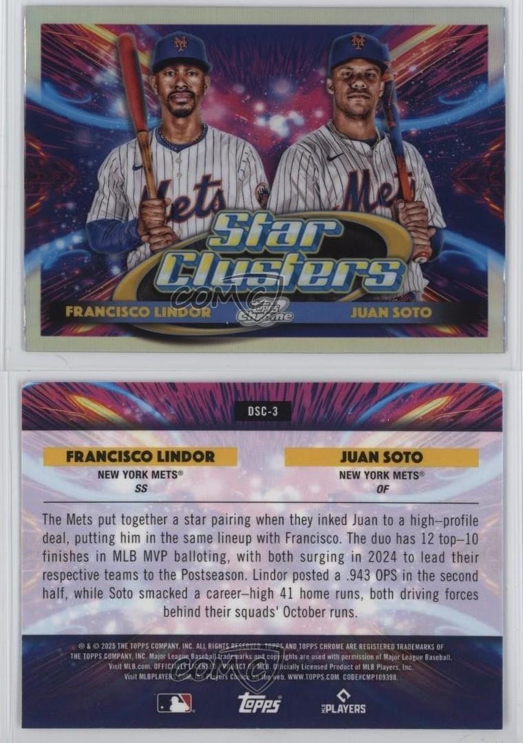 2025 Topps Cosmic Chrome Star Clusters Juan Soto Francisco Lindor #DSC-3 1c3k