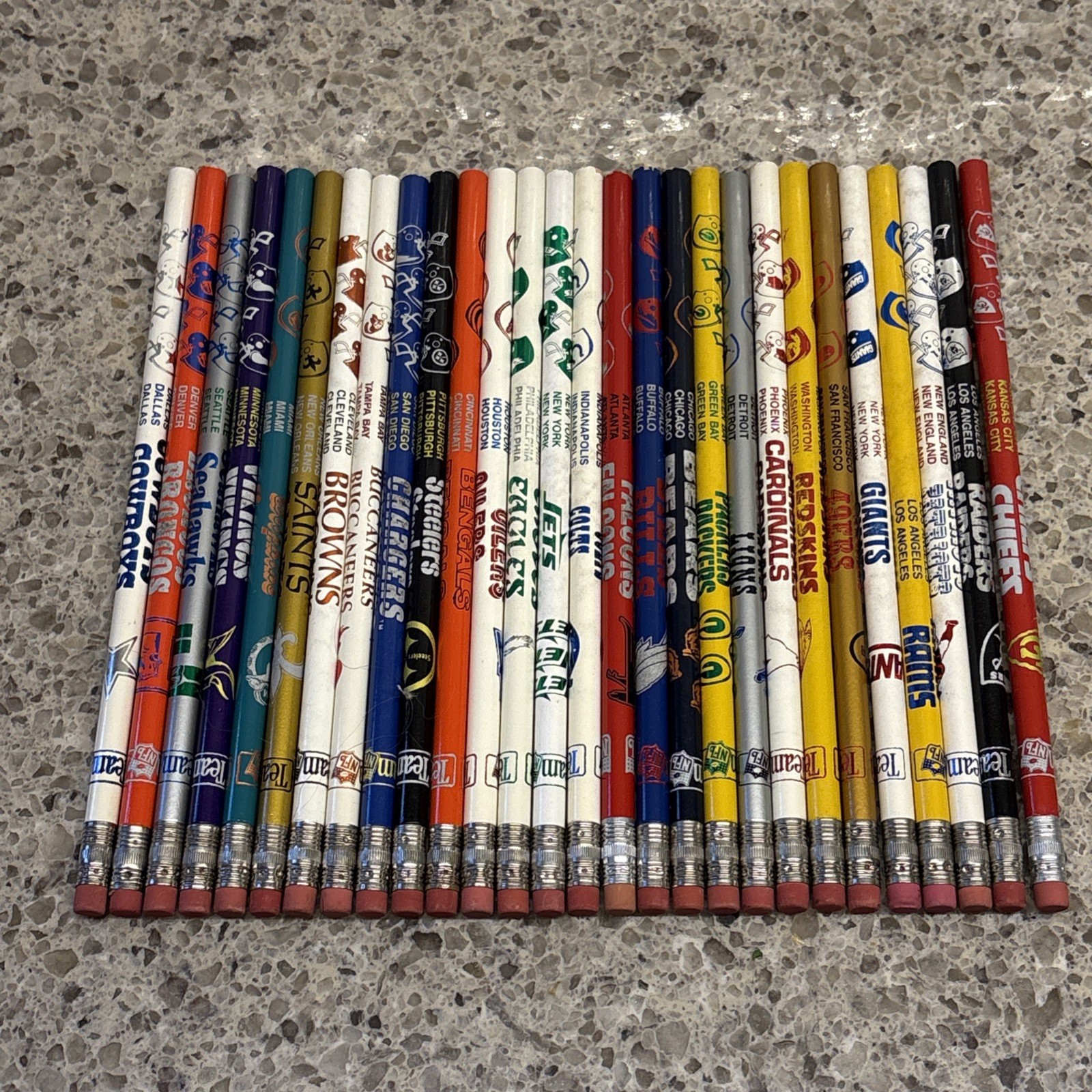 1980s NFL Team Logo Pencils – Complete Set – 28 Unused Pencils – New Old Stock