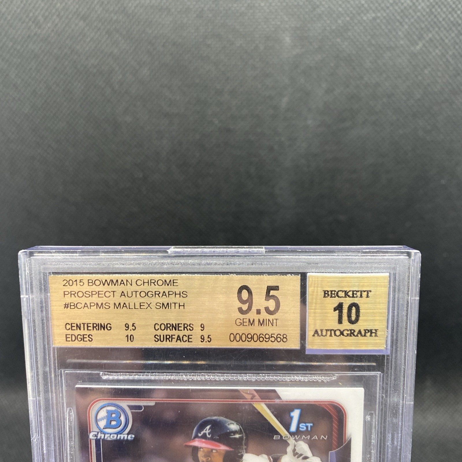 2015 Bowman Chrome Prospect Autographs #BCAPMS Mallex Smith Auto Beckett 9.5/10