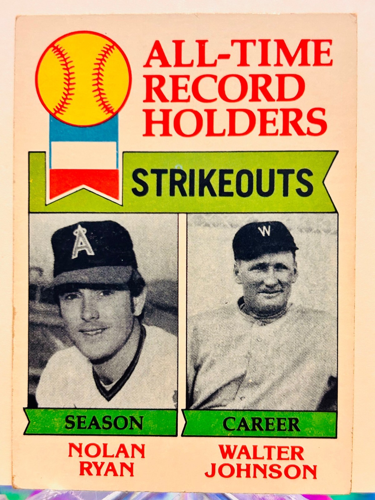 1979 Topps [Base], All-Time Record Holder SO, Nolan Ryan/Walter Johnson #417 EX