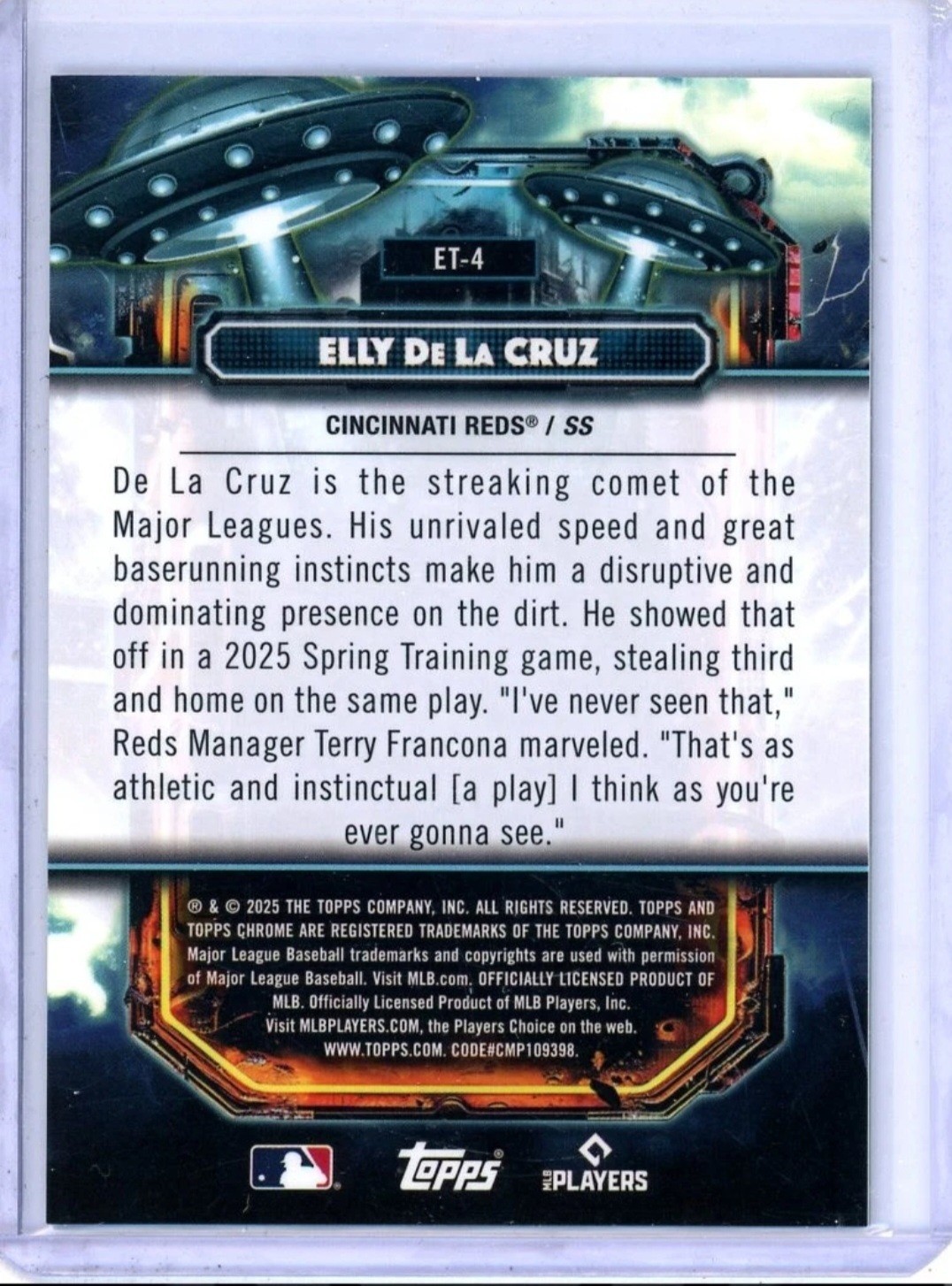 🔥2025 Topps Cosmic Chrome Elly De La Cruz ET Talent #ET-4 Green Space Dust /75