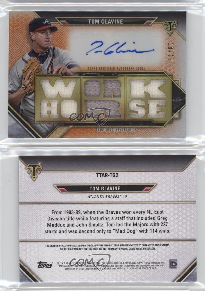 2021 Topps Triple Threads Relics Amber 18/18 Tom Glavine #TTAR-TG2 Auto HOF 0dj8