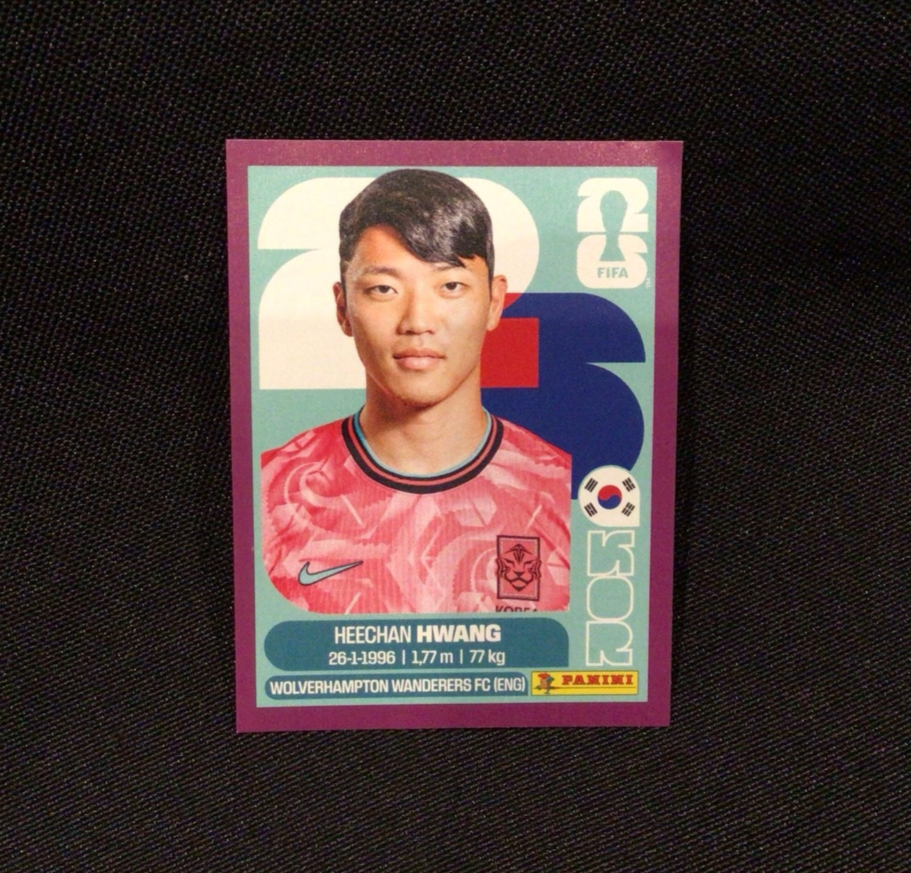 2026 Panini World Cup HEECHAN HWANG Purple Border Parallel Sticker KOR19
