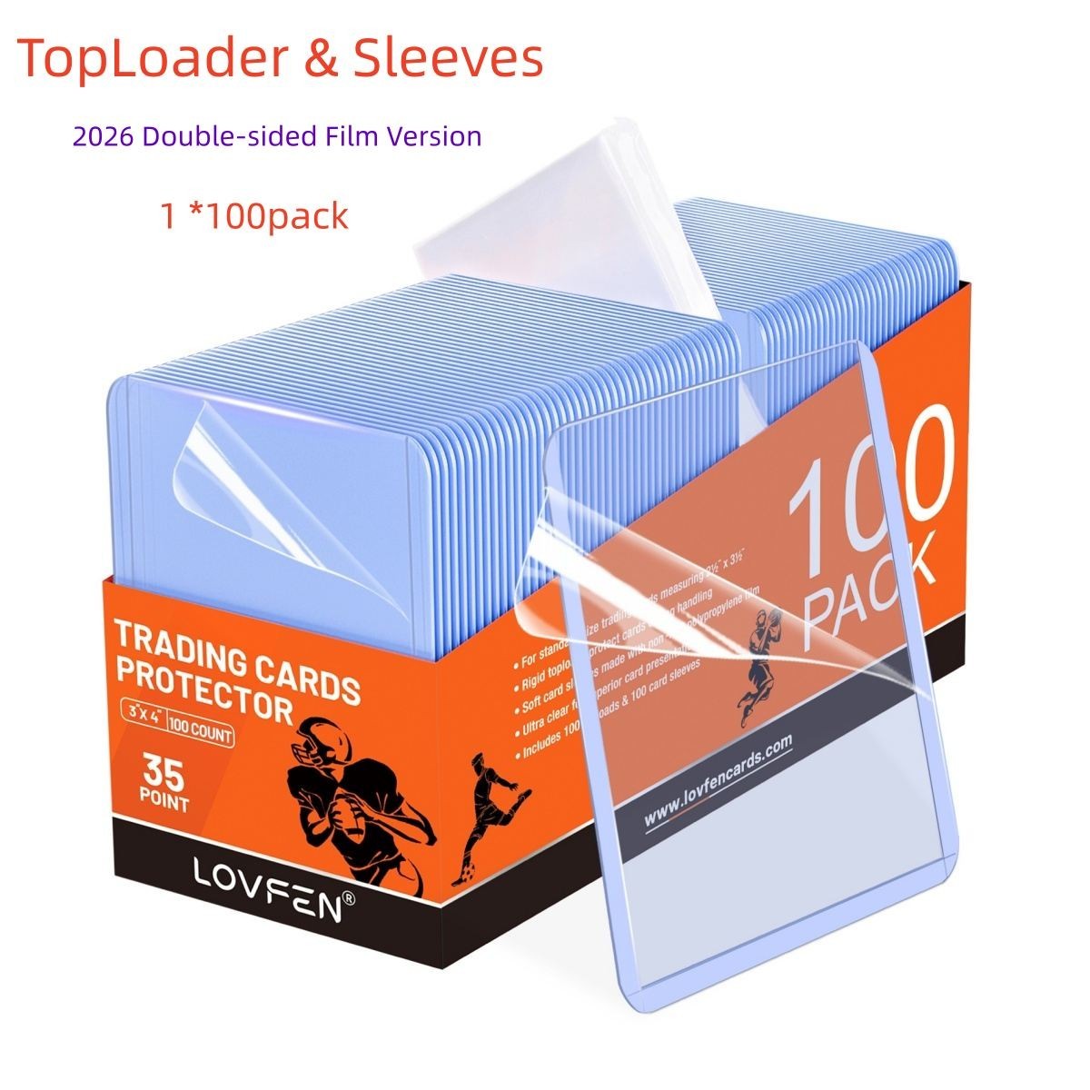100/200/500/1000CT 3×4 Film Coated Toploaders & Sleeves For 35pt Trading Cards