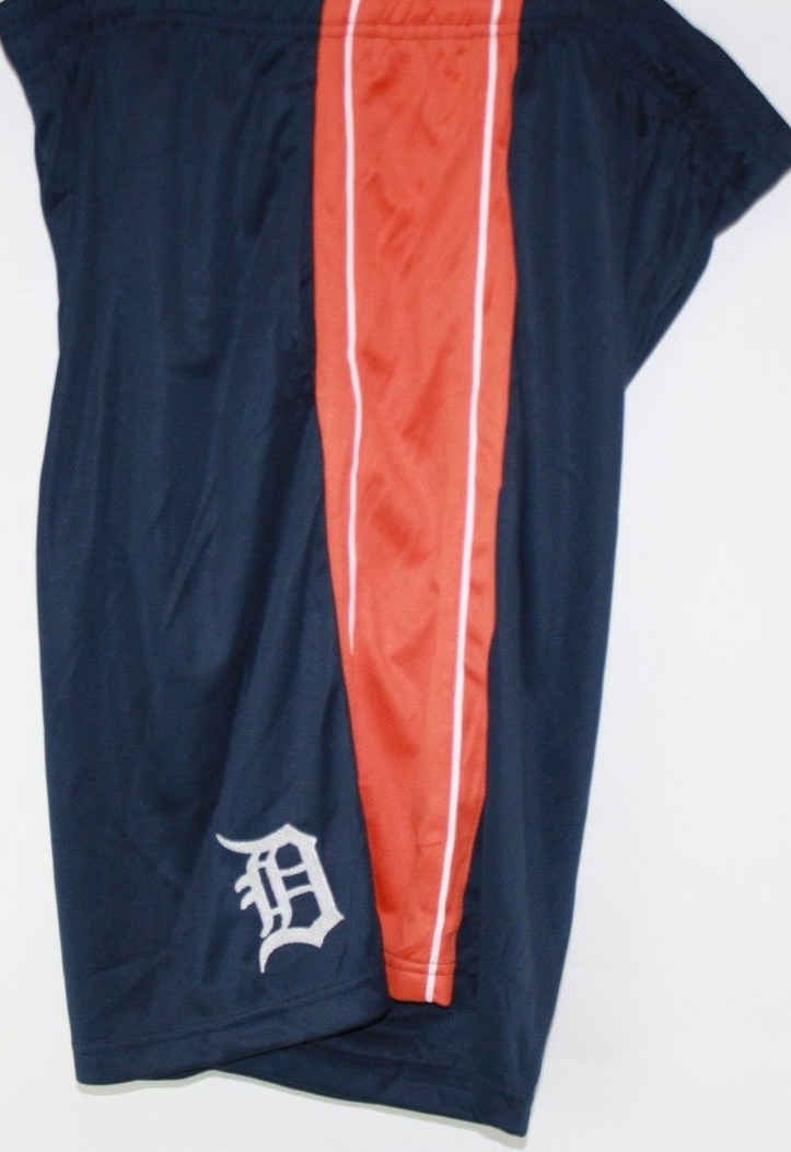 Mens Majestic MLB Detroit Tigers Navy Blue Polyester Logo Baseball Shorts