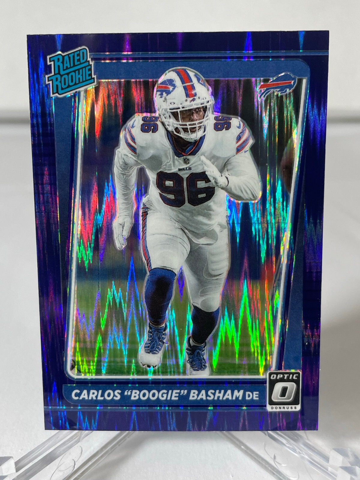 Carlos Boogie Basham 2021 Donruss Optic Rated Rookie #277 Purple Shock Parallel