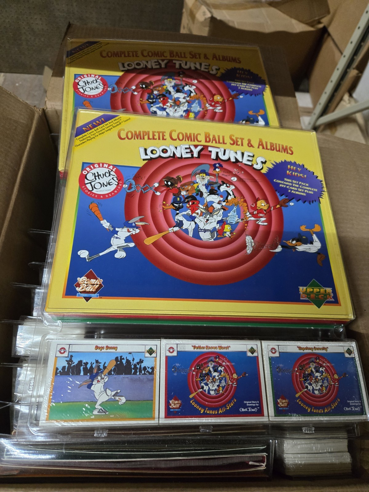2 Set Lot: 1991 Upper Deck Looney Tunes Comic Ball Complete Sets & Albums