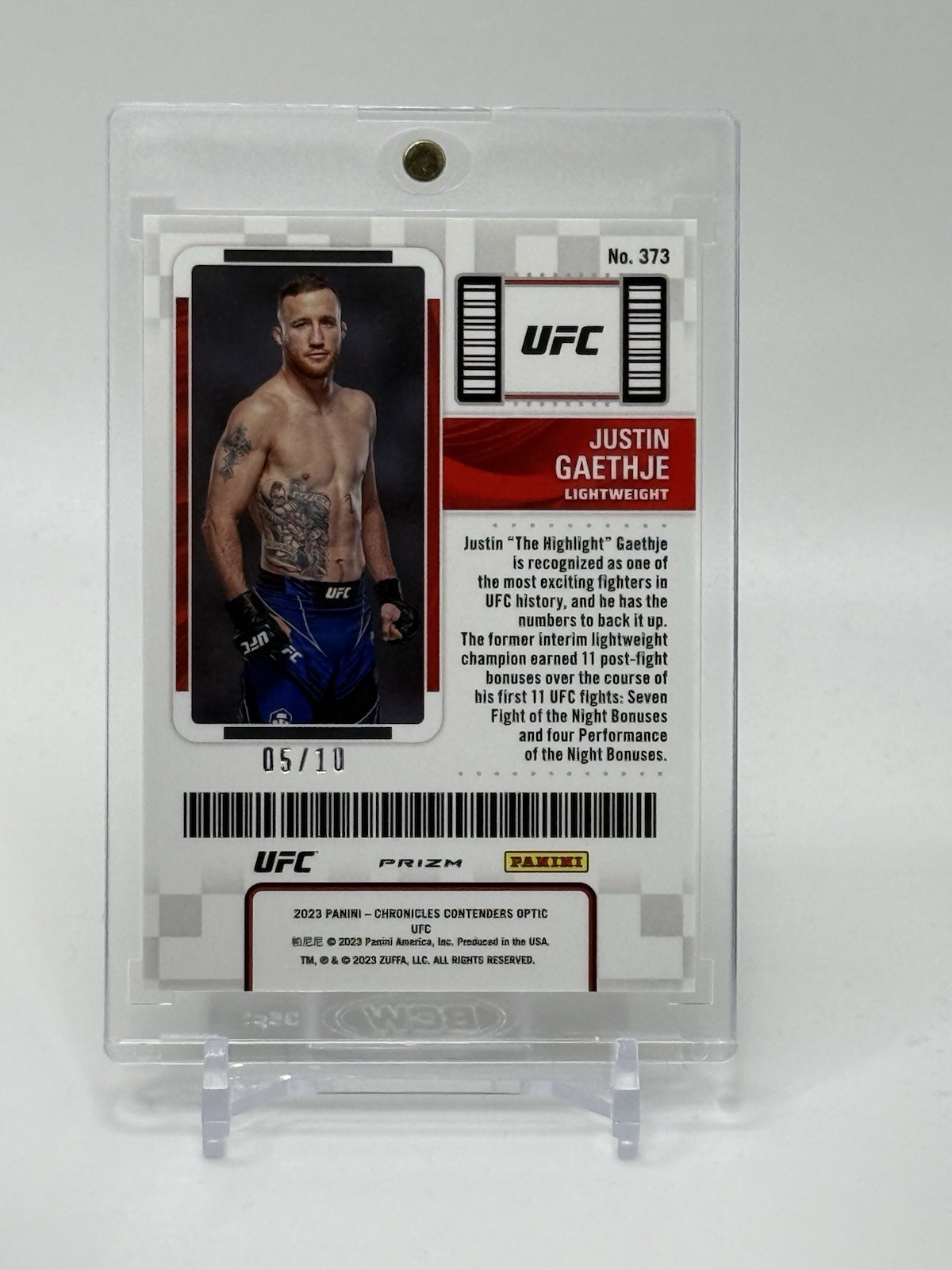 2023 Chronicles UFC Contenders Optic JUSTIN GAETHJE Season Ticket GOLD #5/10