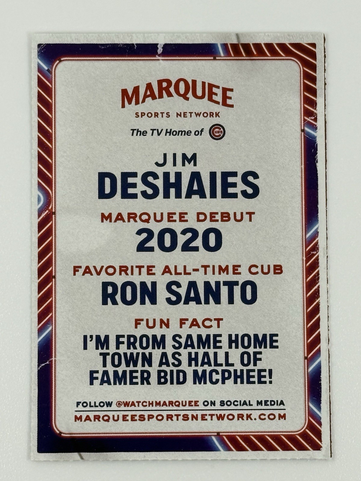 Jim Deshaies 2023 Chicago Cubs Marquee Sports Baseball Card RC Broadcaster Rare