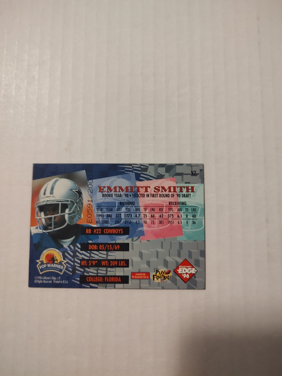 1996 Collector’s Edge Advantage – Video Shop at Home Buyer Incentive #V7 Emmitt