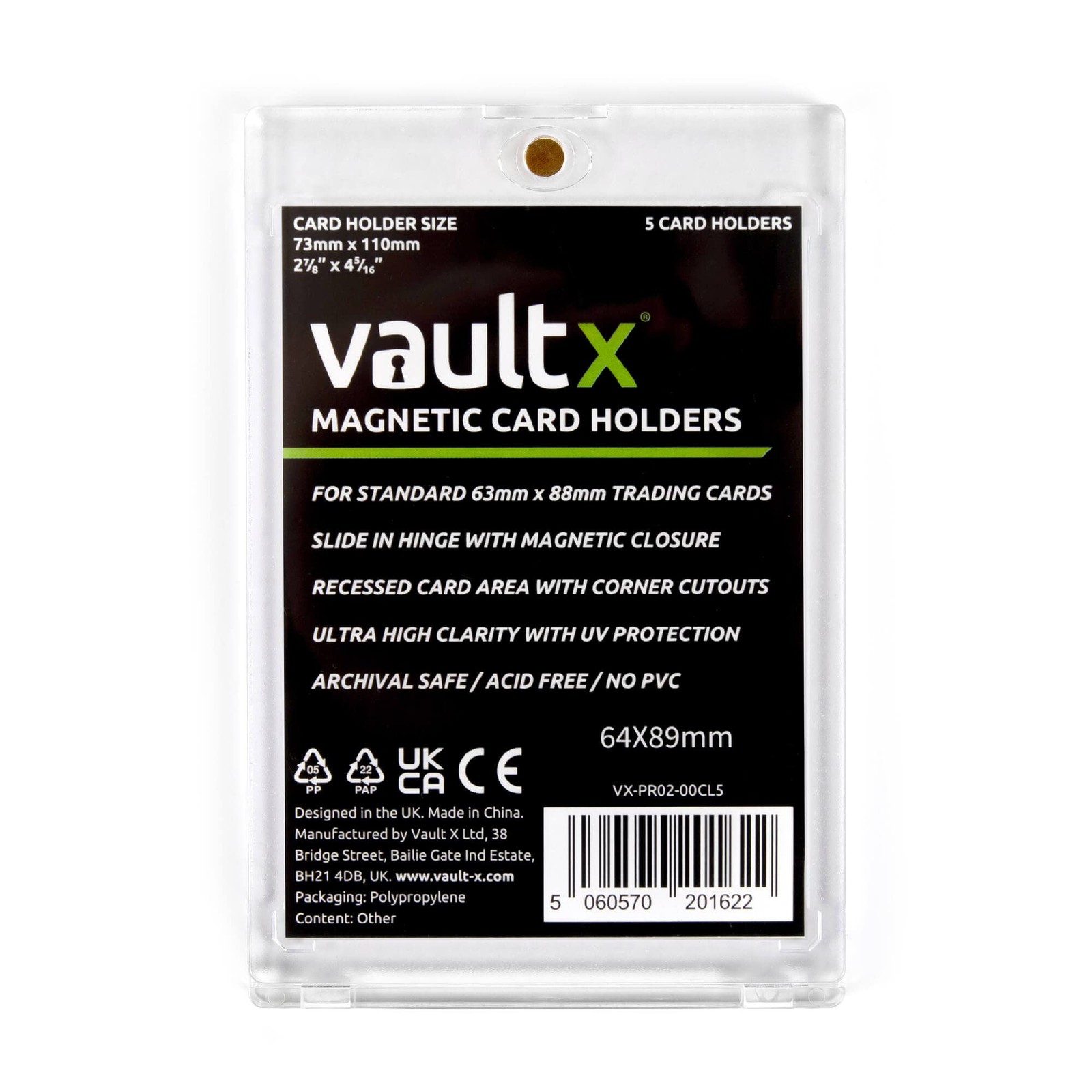 Vault X Magnetic Card Holder 35pt (5 Pack), Clear One Touch Hard Cases, UV Prote
