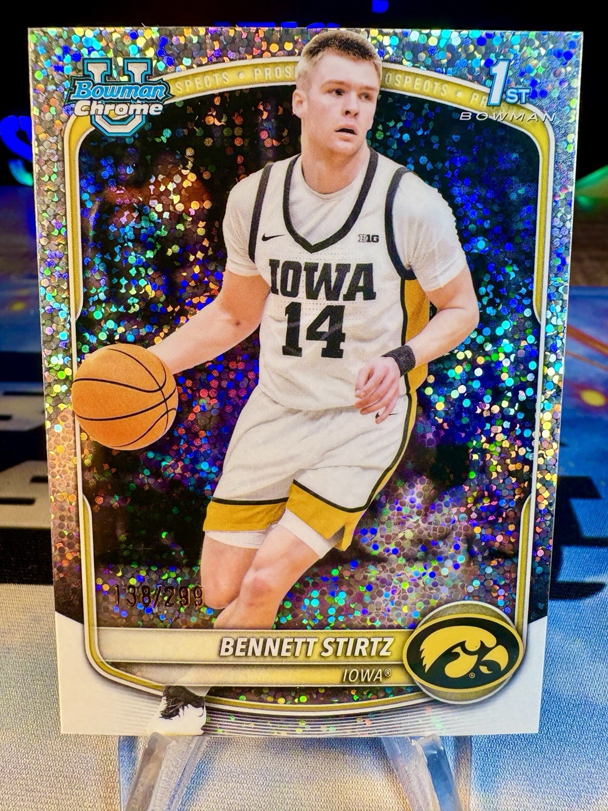 2025-26 Bennett Stirtz Bowman Chrome 1st Speckle Refractor /299 #BCP-90 Iowa
