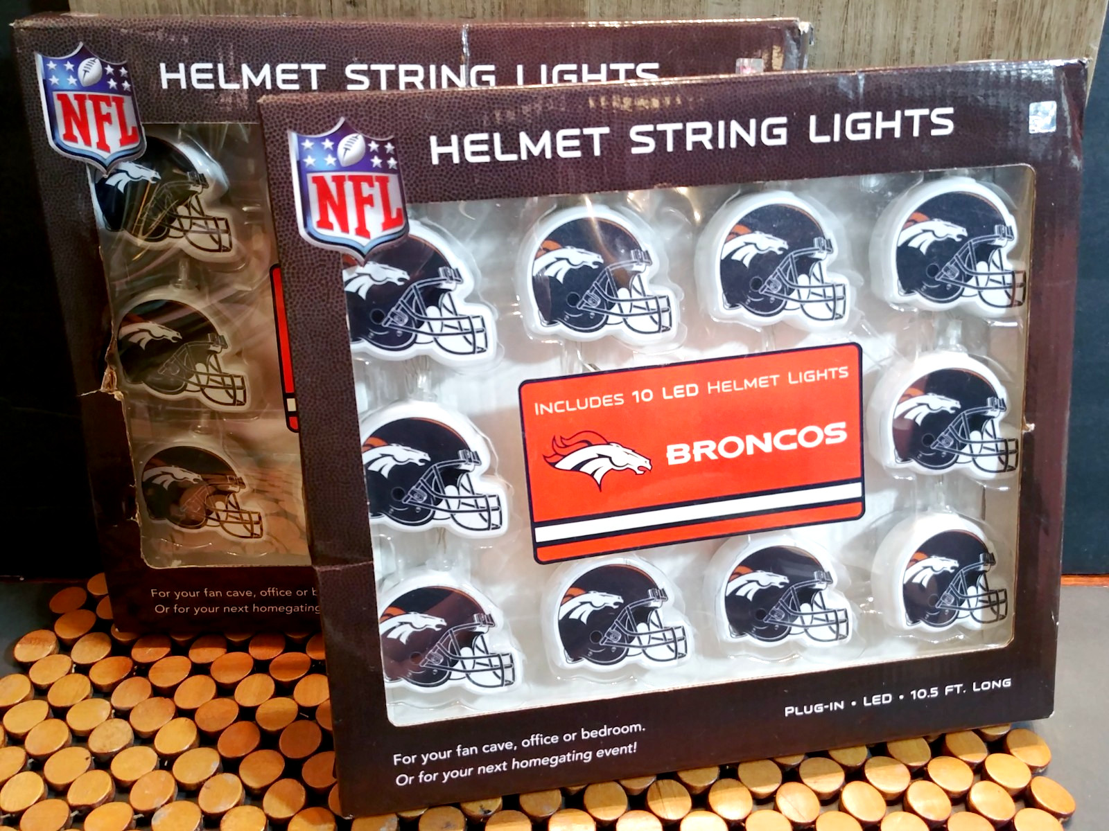 2 Sets ~ Party Animal Helmet String Fairy Lights ~ Denver Broncos New