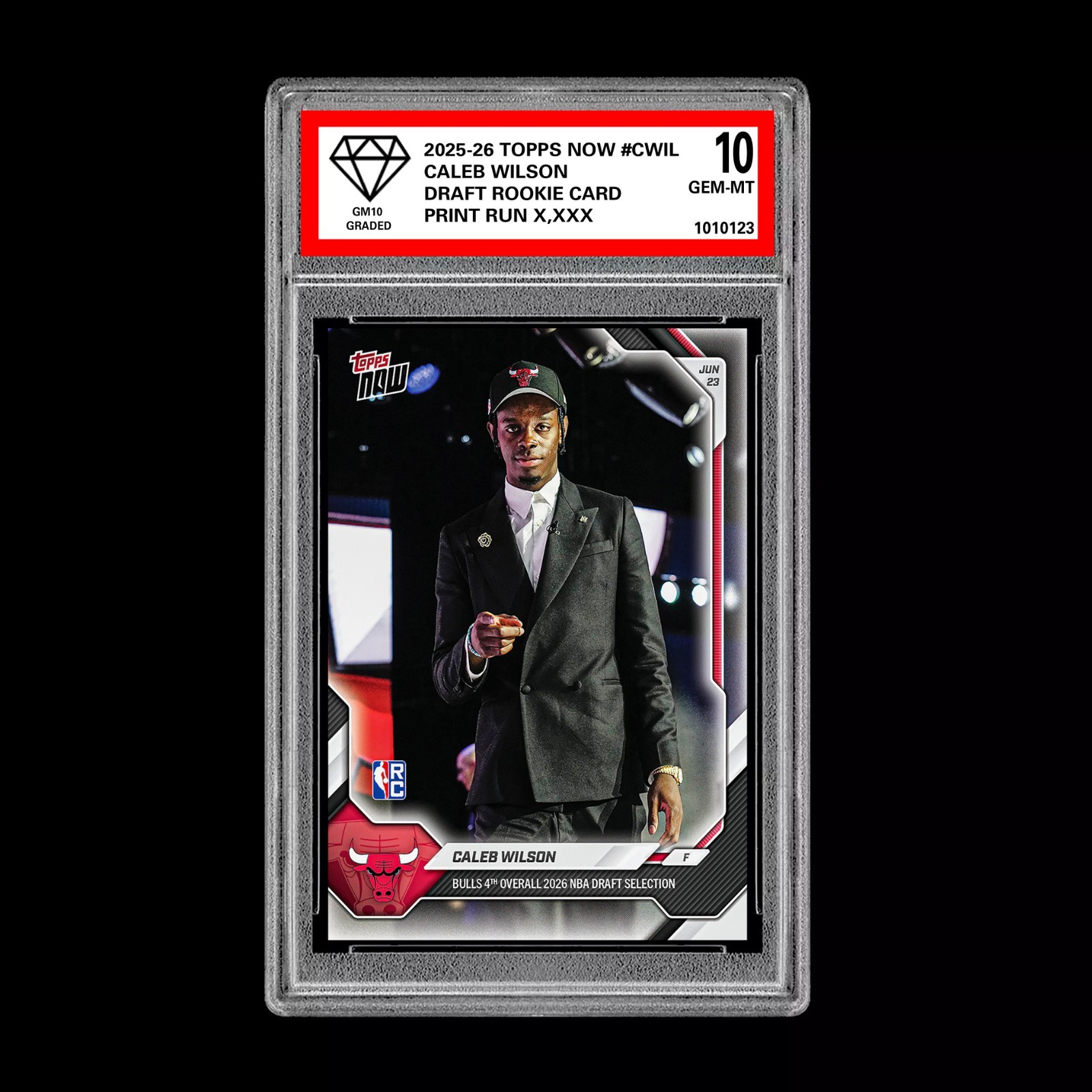 Graded 10 Caleb Wilson 2025-26 TOPPS NOW RC Rookie Card Bulls Draft PRESALE